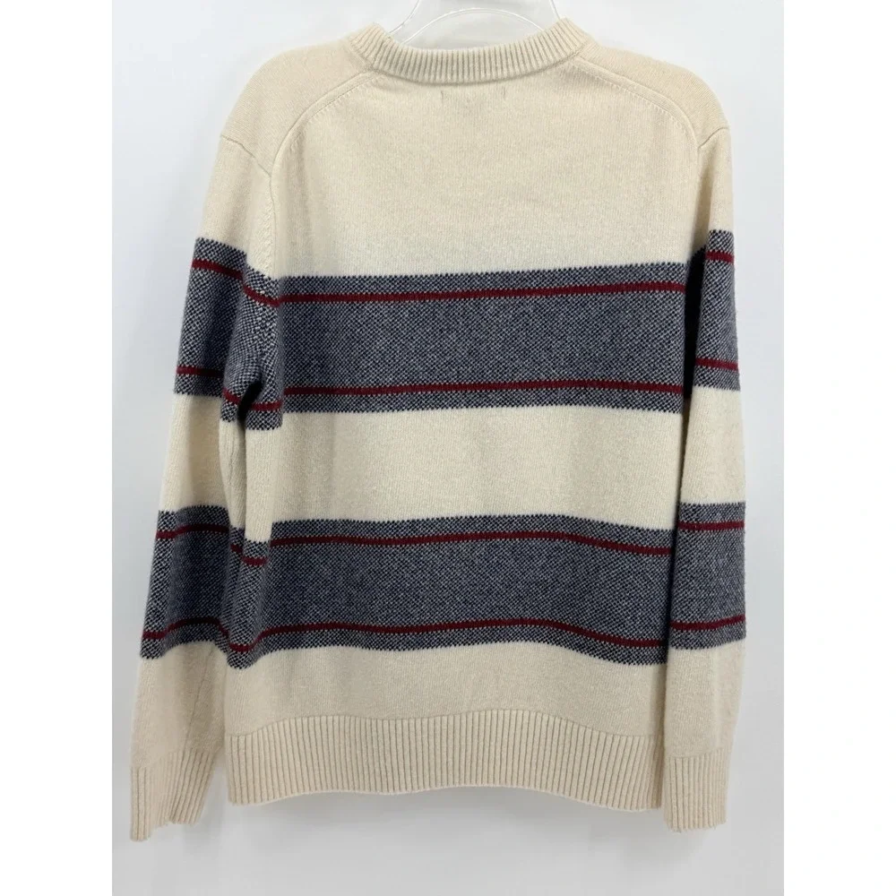 Banana Republic Men's Italian Wool Stripe Sweater Cream/Gray Size L